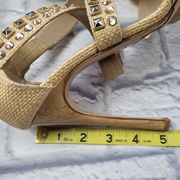 Le Silla Crystal Embellished Cross Strap Woven Heels size 39 - Picture 16 of 16